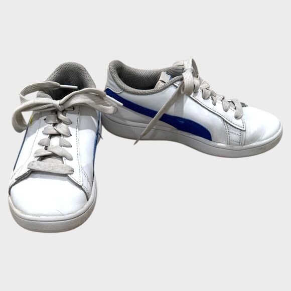 Puma Smash v2 Sneakers Kids Size 1.5C (White/Blue)-GUC - Picture 2 of 6